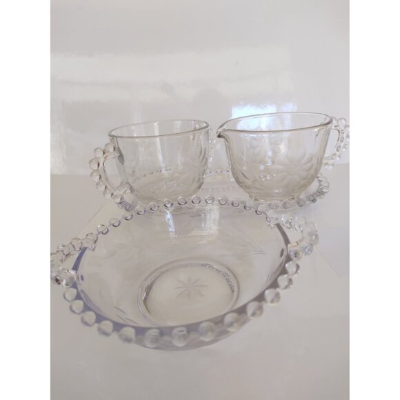 Imperial Glass Candlewick Pattern Cream, Sugar set with Mayo bowl 1960's - Picture 11 of 11